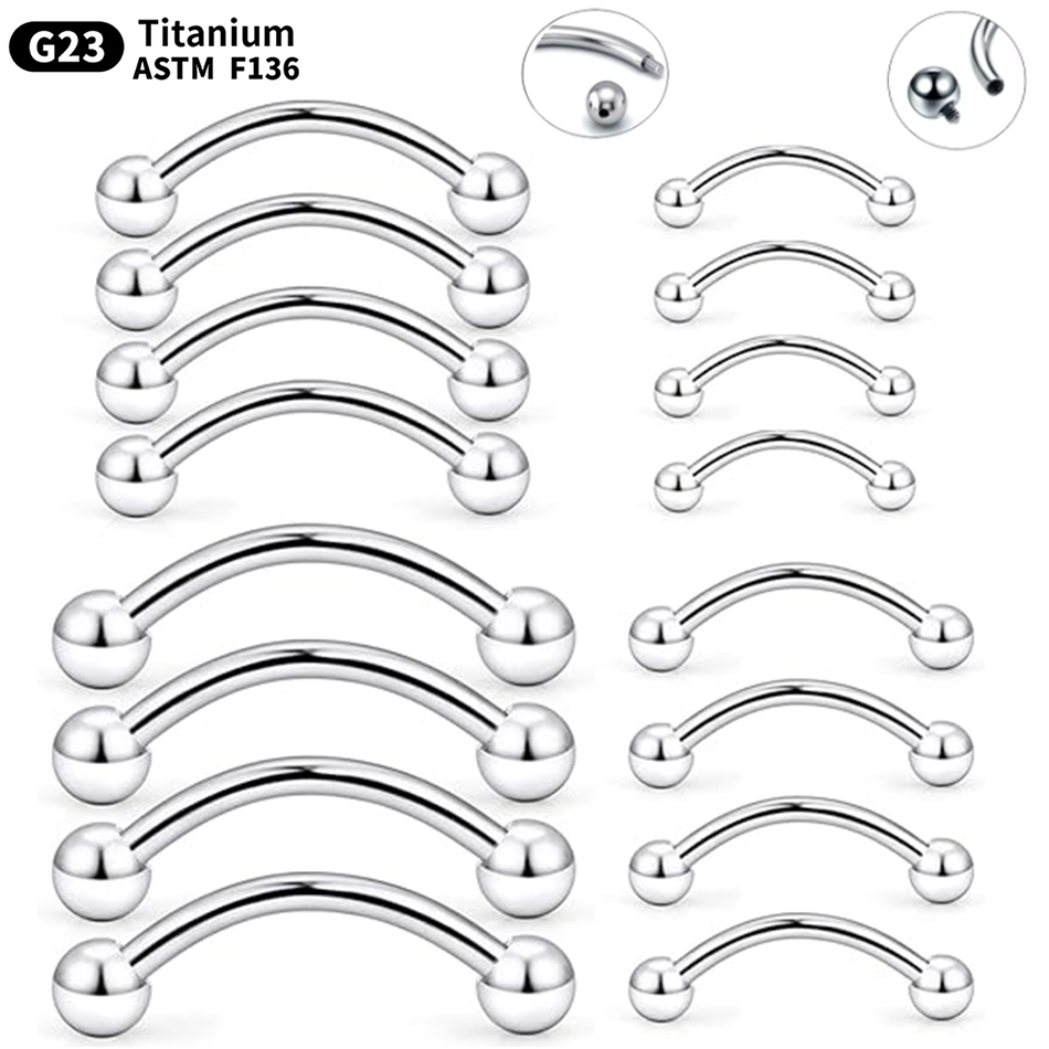 Zoor Body Jewelry - 1Pc Titanium Piercing Curved Barbell Eyebrow