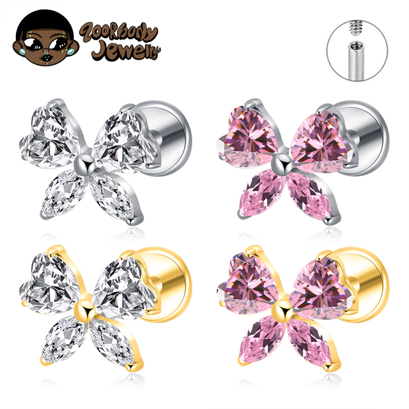 ASTM F136 TItanium Heart CZ Bo - Zoor Body Jewelry review and price