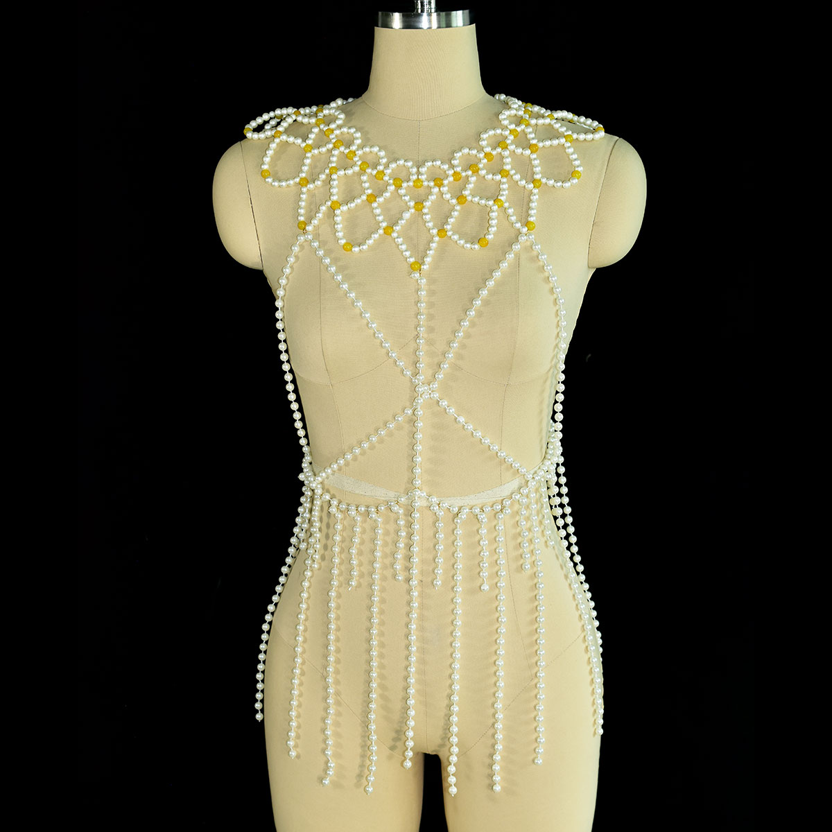 Fashion Faux Pearl Body Jewelr - Yellow Body Jewelry review and price