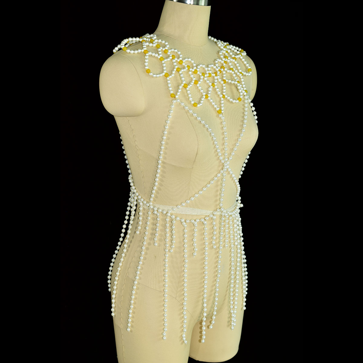 Fashion Faux Pearl Body Jewelr - Yellow Body Jewelry review and price