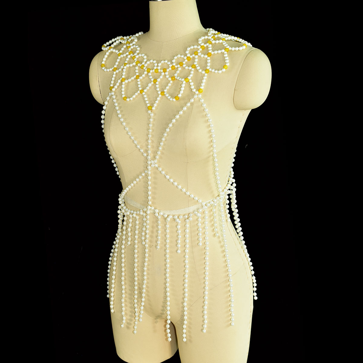 Fashion Faux Pearl Body Jewelr - Yellow Body Jewelry review and price