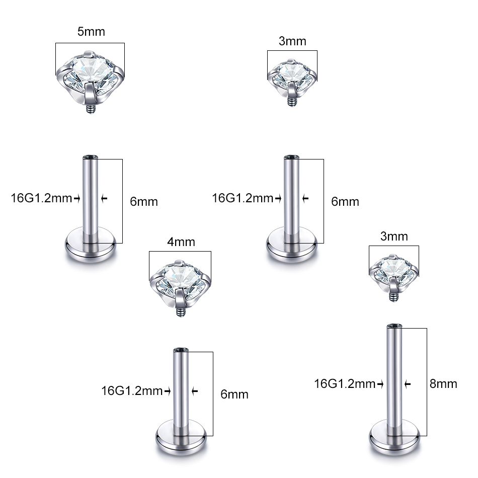 10PCS G23 Titanium Labret Pier - Body Jewelry Internally Threaded review and price