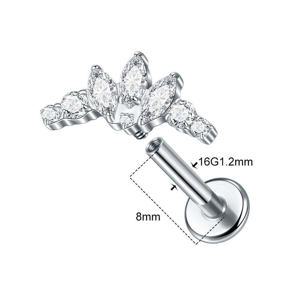 1PC Titanium Zirconia Dolphin  - Body Jewelry Internally Threaded review and price
