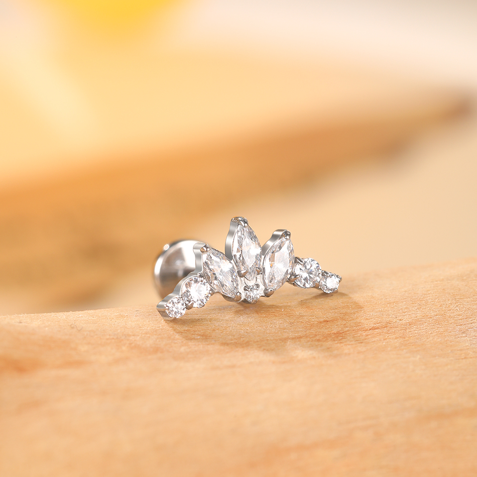 1PC Titanium Zirconia Dolphin  - Body Jewelry Internally Threaded review and price