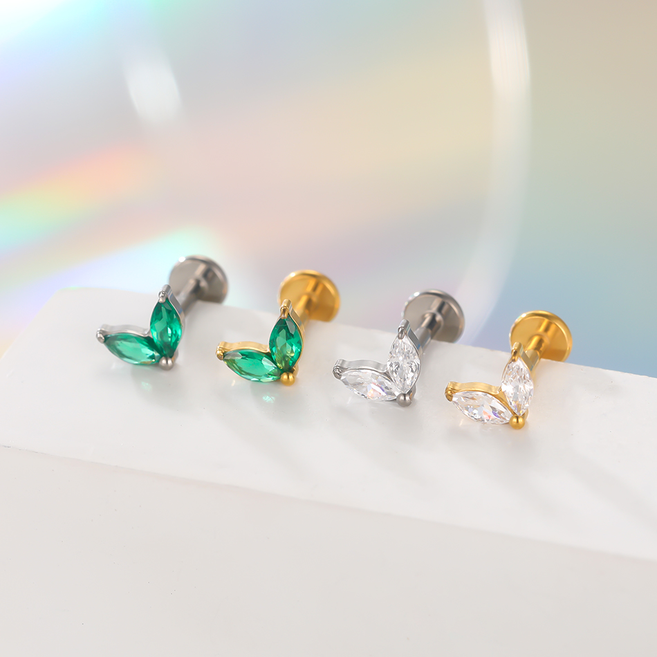 1pc Titanium White Green Zirco - Zoor Body Jewelry review and price