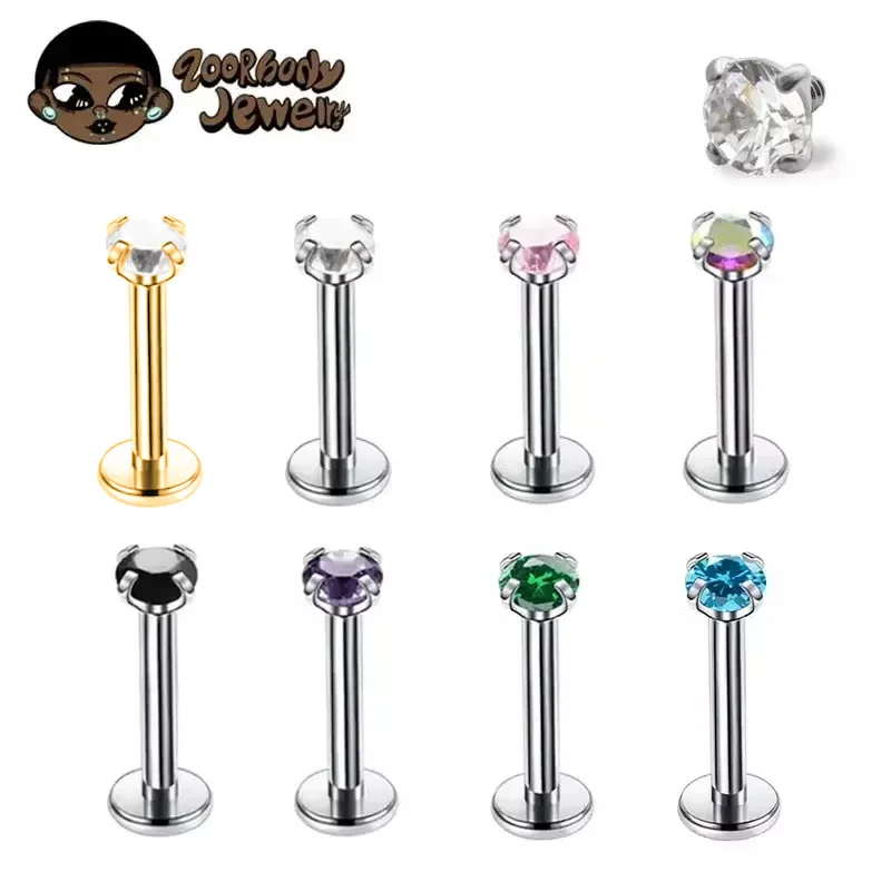1Pcs G23 Titanium Piercing CZ  - Body Jewelry Internally Threaded review and price