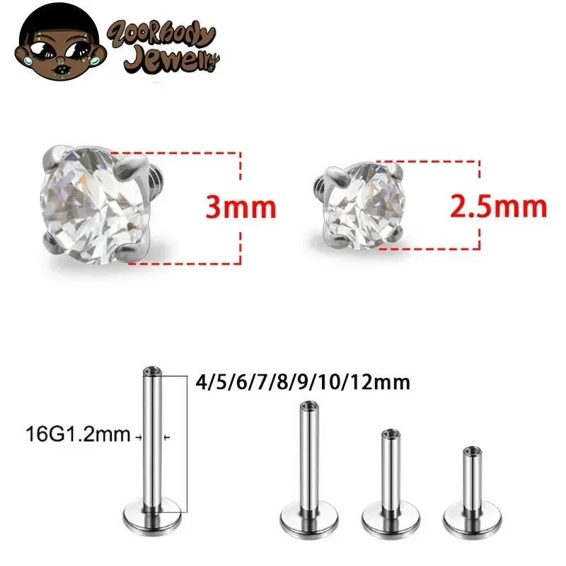 1Pcs G23 Titanium Piercing CZ  - Body Jewelry Internally Threaded review and price