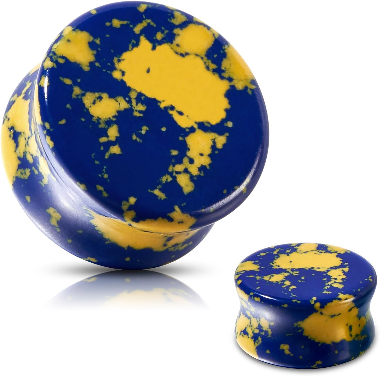 Stone Ear Gauges Plugs Saddle  - Yellow Body Jewelry review and price