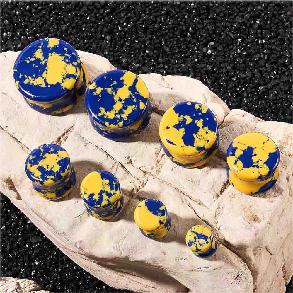 Stone Ear Gauges Plugs Saddle  - Yellow Body Jewelry review and price