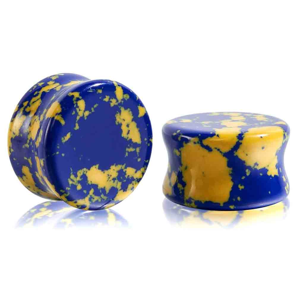 Stone Ear Gauges Plugs Saddle  - Yellow Body Jewelry review and price