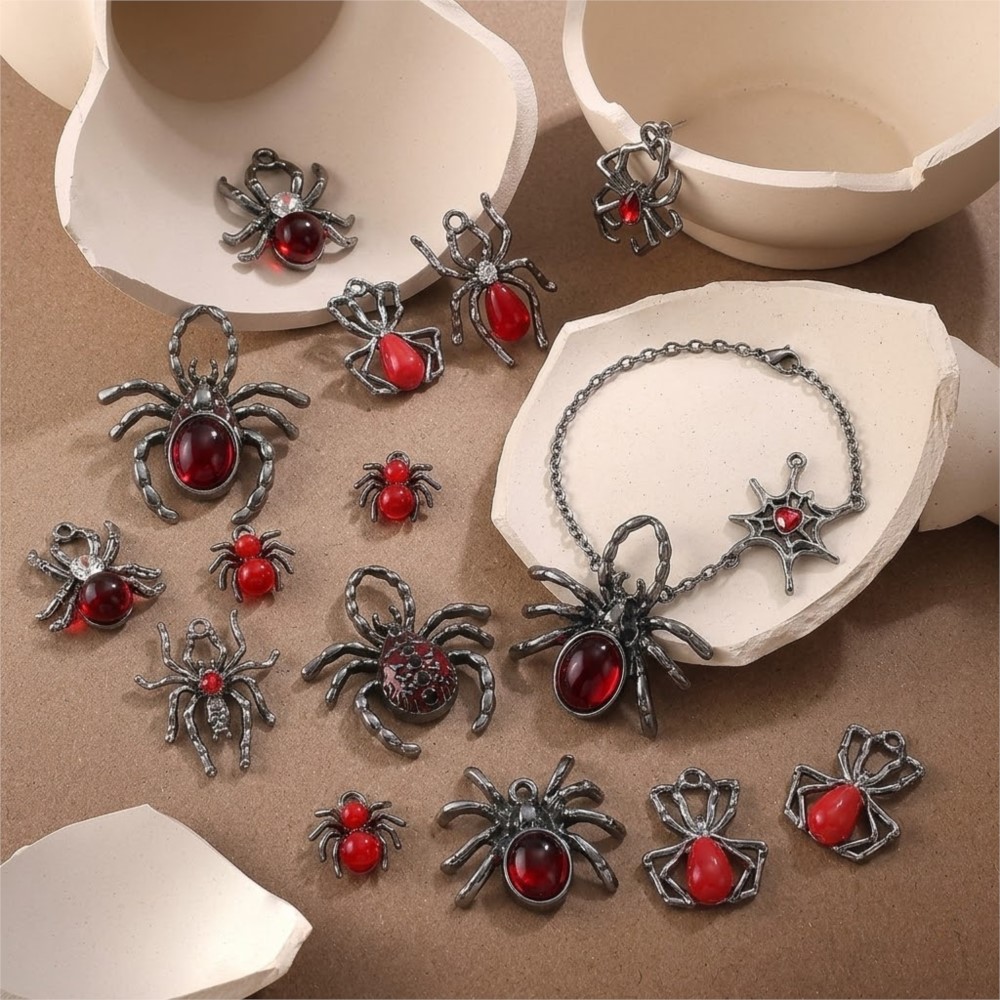 5pcs Gothic Black Spider Charm - Body Jewelry Y2K review and price