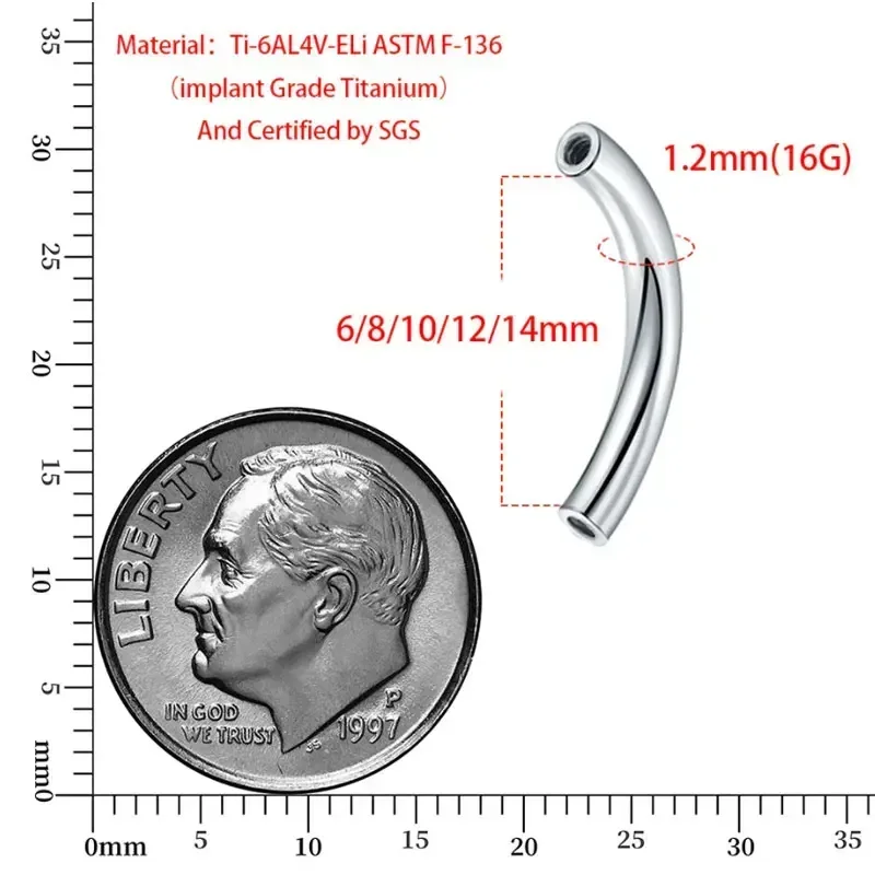 10 Pcs/Lot ASTM F136 Titanium  - Body Jewelry Internally Threaded review and price
