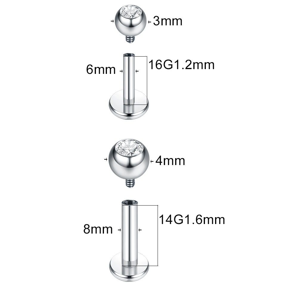 G23 Titanium Labret Piercing L - Body Jewelry Internally Threaded review and price