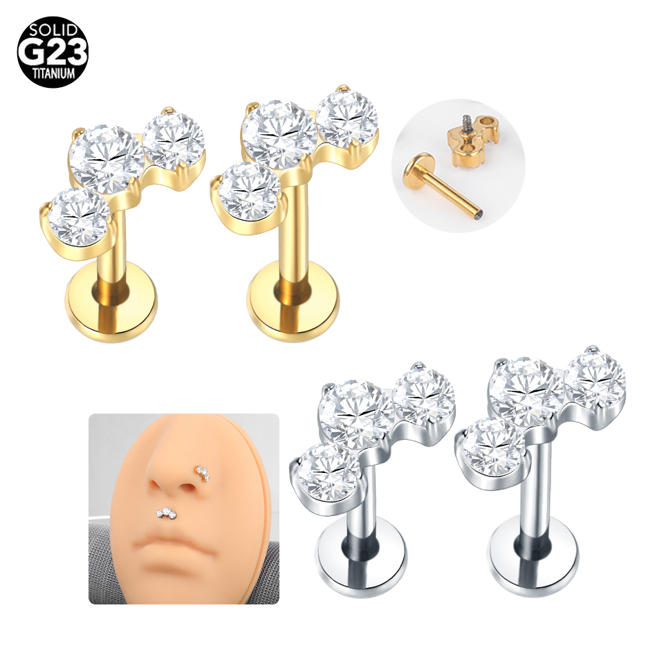 1/5PCS Titanium Piercings CZ L - Zoor Body Jewelry review and price