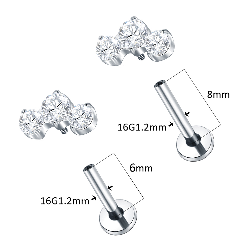 1/5PCS Titanium Piercings CZ L - Zoor Body Jewelry review and price