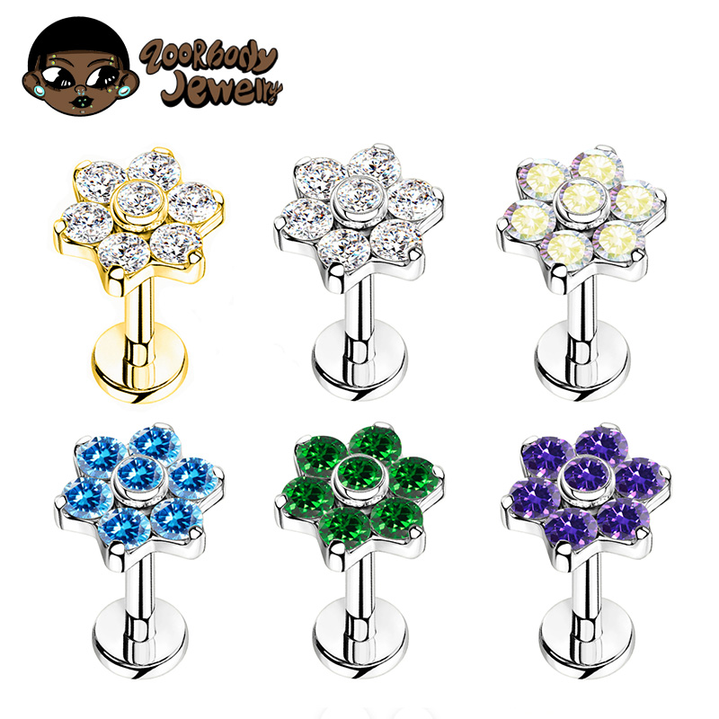 ASTM F136 Titanium Flower Pier - Body Jewelry Internally Threaded review and price