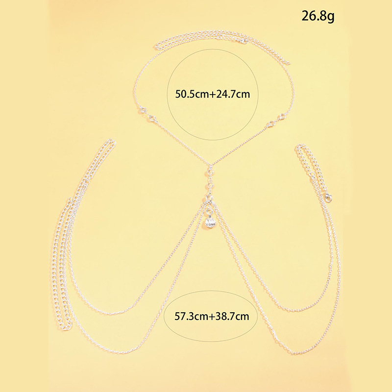 Women Silver Tone Body Chain C - Body Jewelry Y2K review and price