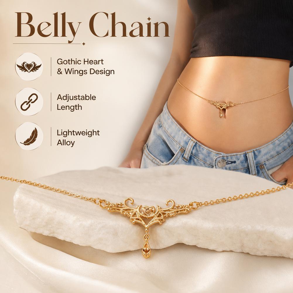 Gothic Heart Flame Waist Chain - Body Jewelry Y2K review and price