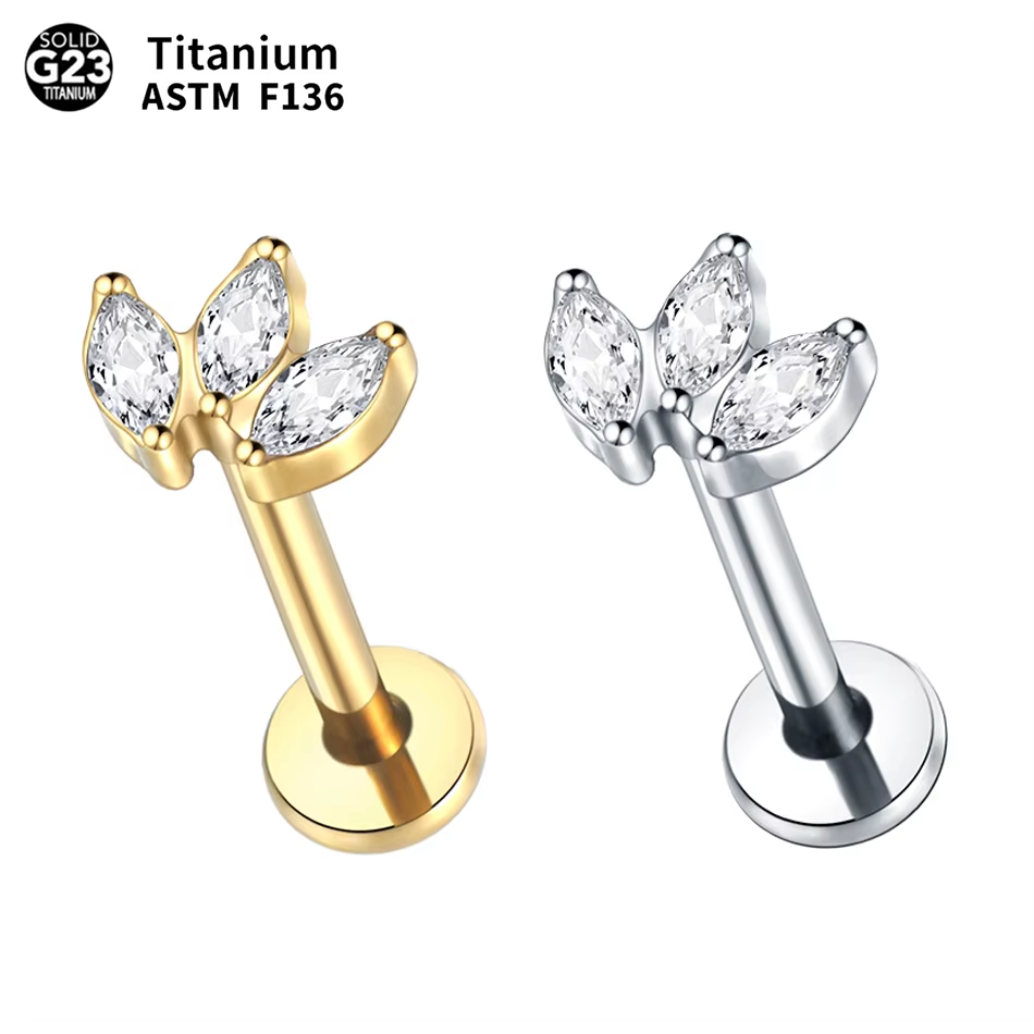 1pc Labret Piercing Titanium L - Body Jewelry Internally Threaded review and price