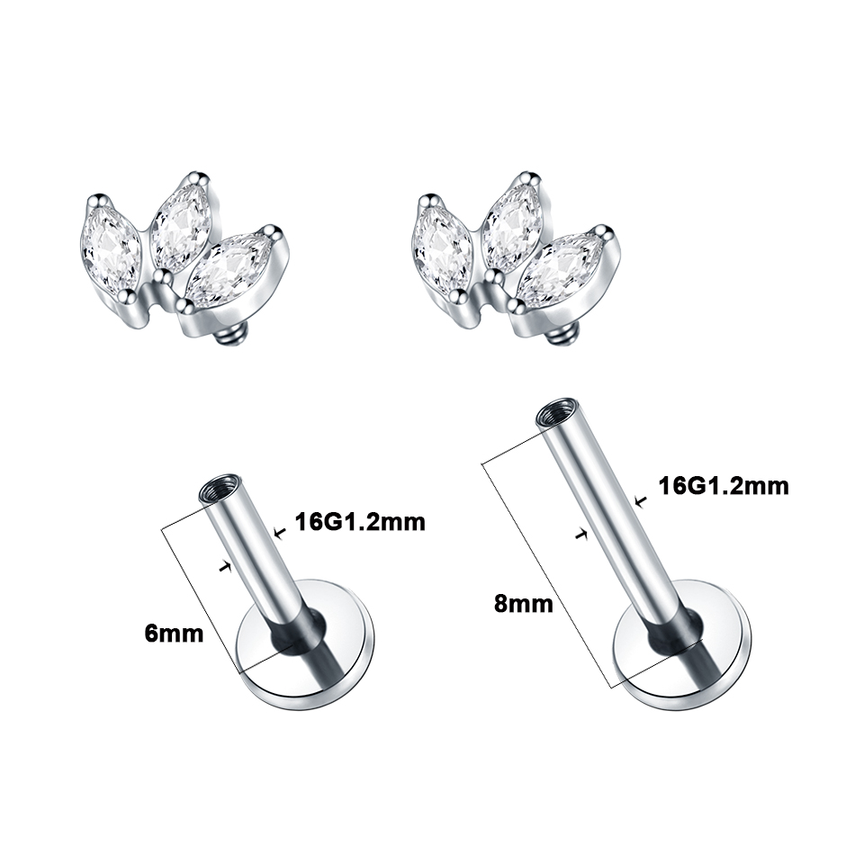 1pc Labret Piercing Titanium L - Body Jewelry Internally Threaded review and price