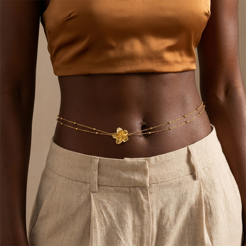 Simple Double Layers Belly Cha - Body Jewelry Y2K review and price
